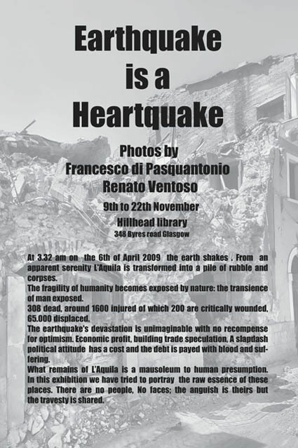 Glasgow exibition: "Earthquake is an heartquake"